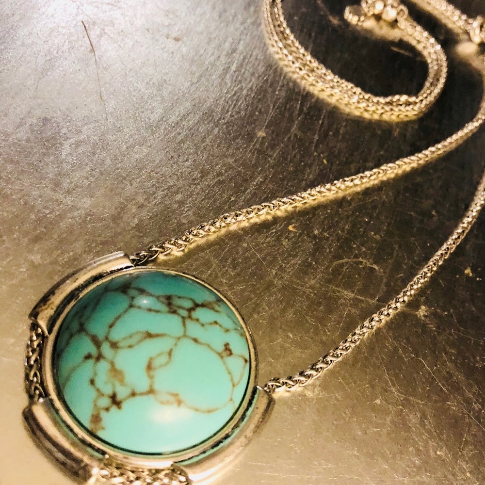 Turquoise enamel adjustable necklace
